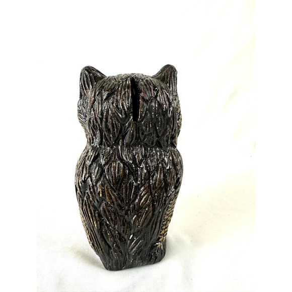 Vintage Chalkware Owl Bank Magical Moody Kitsch Woodland Animal Decor READY - Picture 5 of 10
